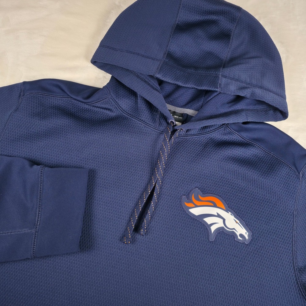 Nike Hoodie Mens XL Navy Denver Broncos Therma-FIT NFL Onfield 597398